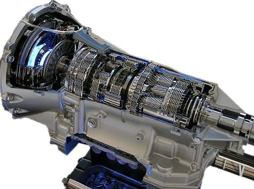 Cutaway view of automatic transmission showing internal components and gear sets